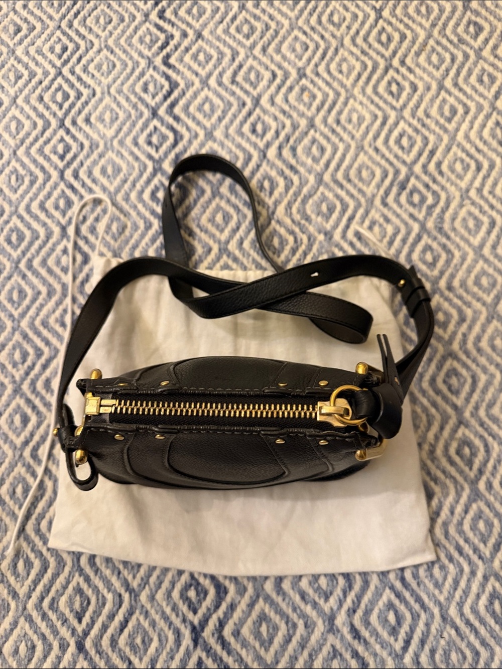 Chloé Black Pebbled Leather Hayley Mini Crossbody with Gold-Tone Hardware - Picture 6 of 10